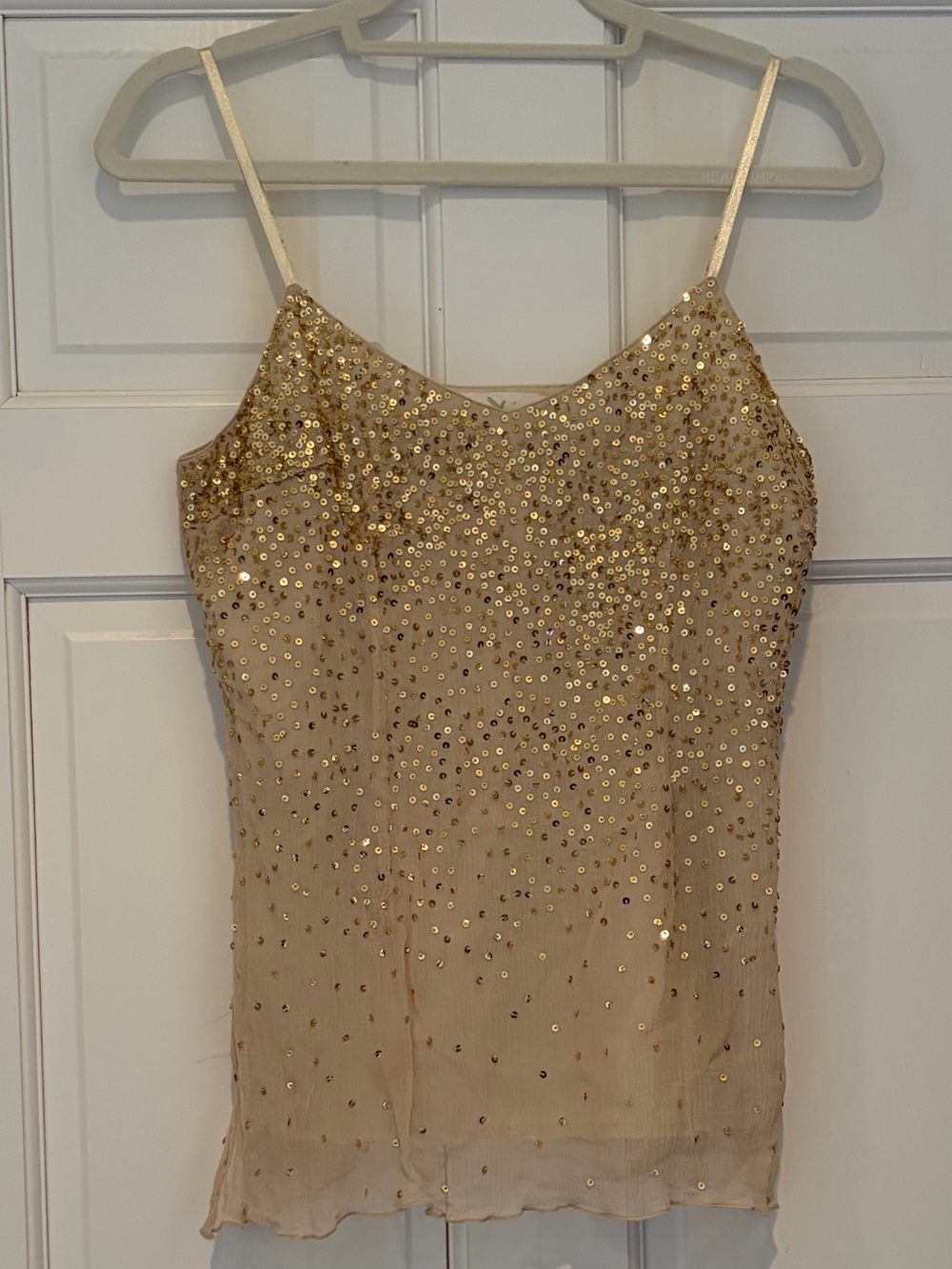 NWT Ascension Sequins Spaghetti Strap Camisole in Champagne